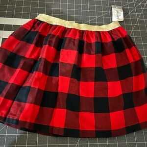 Carter's Red and Black Plaid Skirt with Gold Waistband